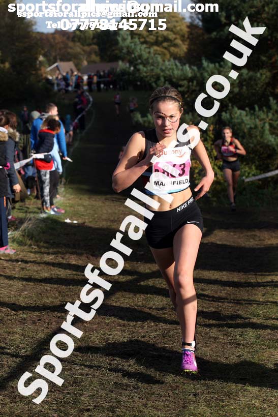 Girls under-15s National Cross Country Relay, Berry Hill Park, Mansfield. Photo:  David T. Hewitson/Sports for All Pics